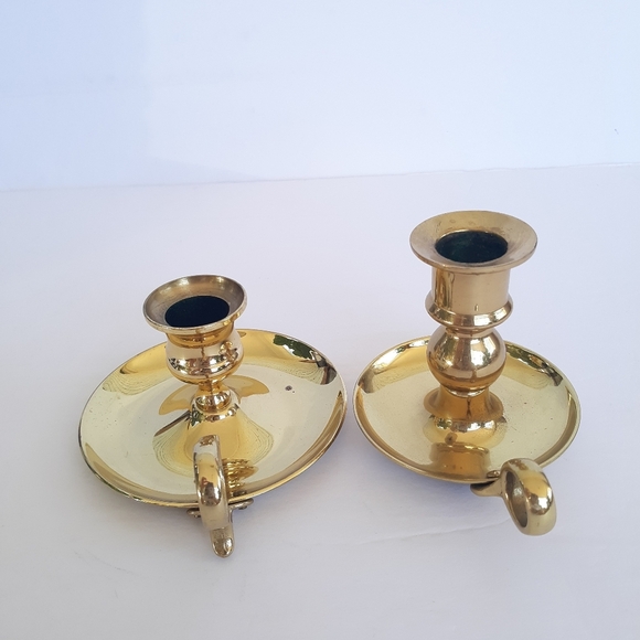 Vintage Brass Candlesticks Pair Set of 2 - Picture 3 of 7